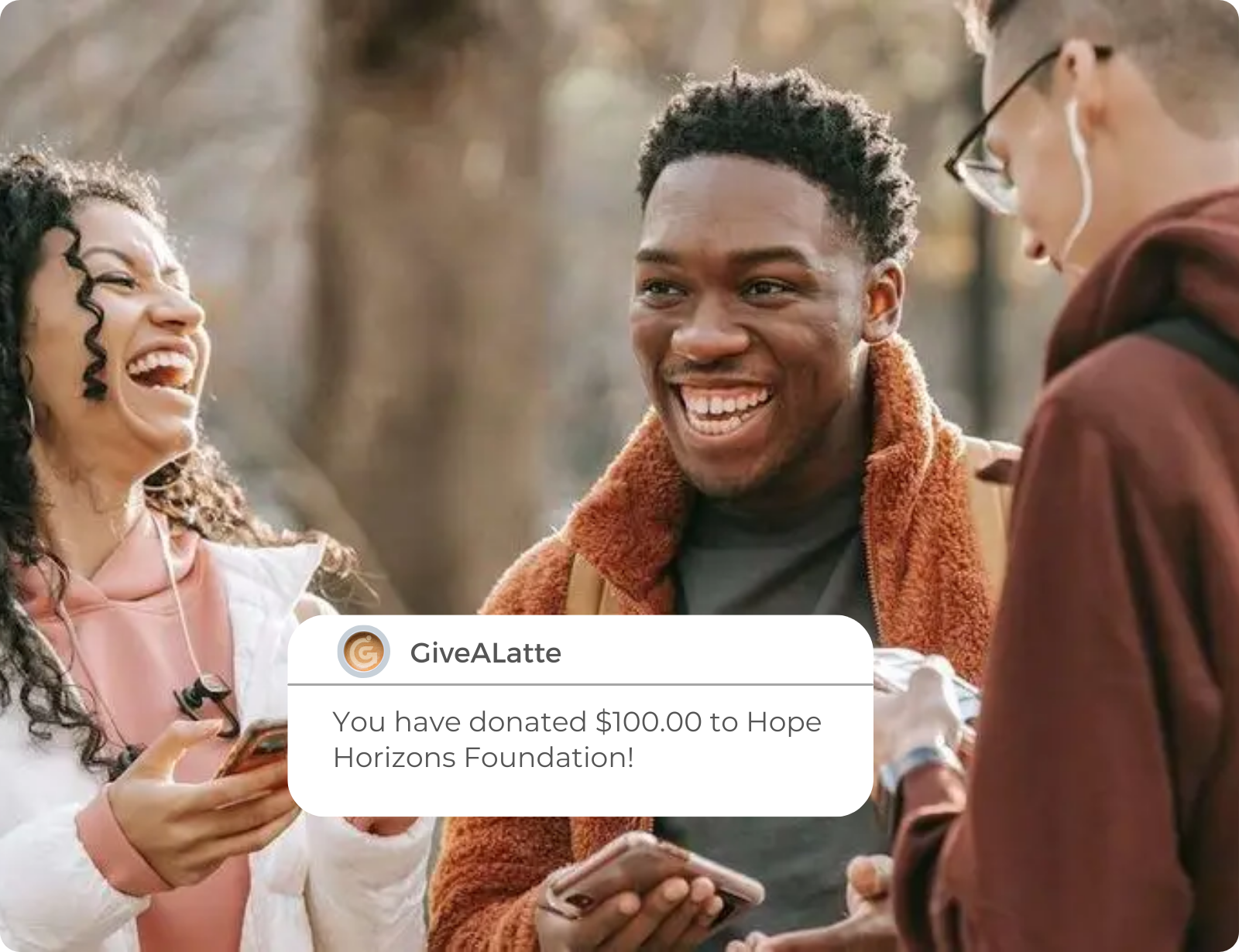 Friends sharing generosity